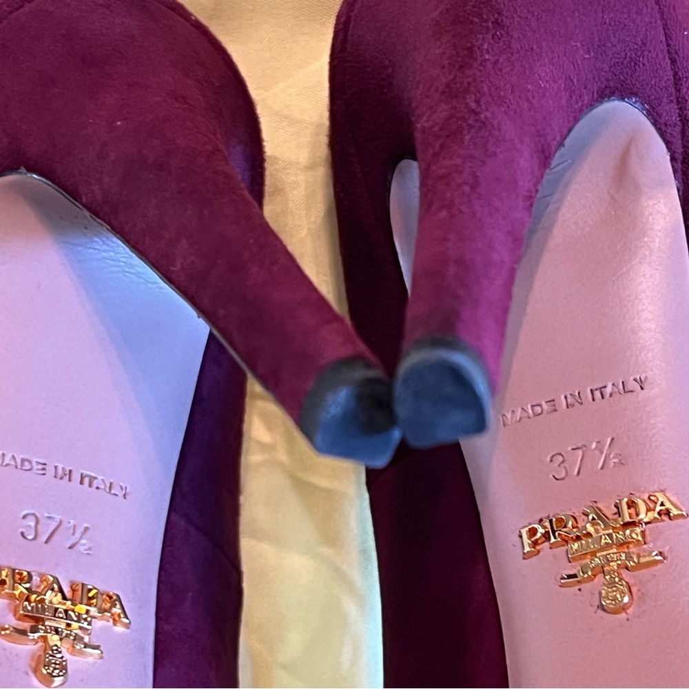 Prada Women's Deep Purple Suede Heels - Picture 7 of 14